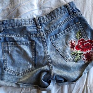 Forever 21 Flower Jean Shorts